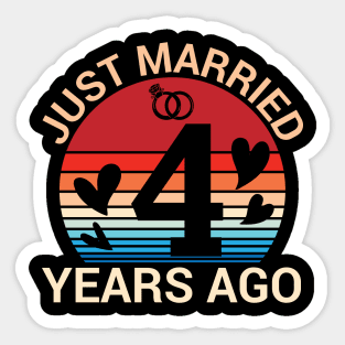 Just Married 4 Years Ago Husband Wife Married Anniversary Sticker